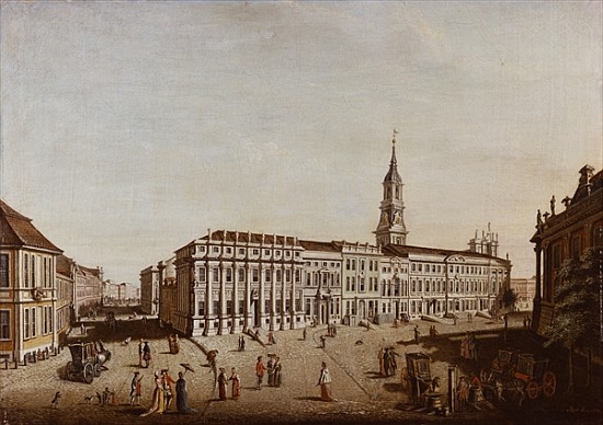 View of Castle Street and the Fiaker Square, Potsdam von Johann Friedrich Meyer