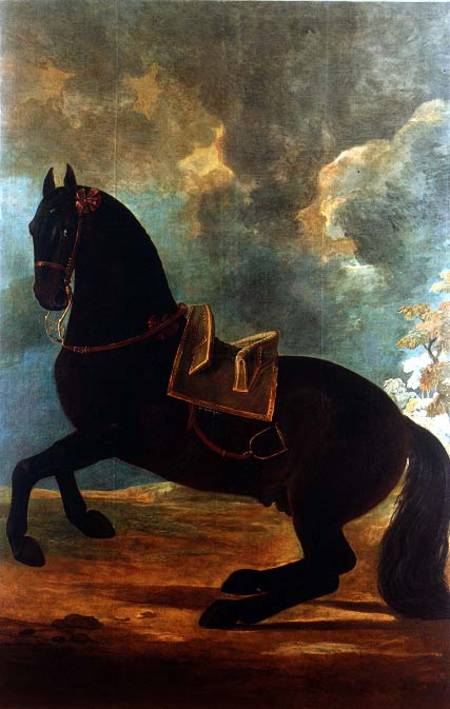 The Bay Stallion with spanish saddle von Johann Georg Hamilton