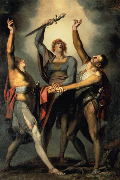Die drei Eidgenossen beim Schwur auf dem Ruetli von Johann Heinrich Füssli