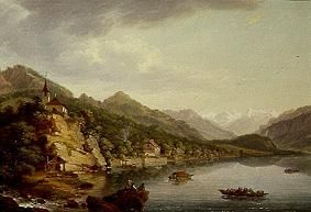 Brienz mit dem Brienzer See von Johann Ludwig Aberli