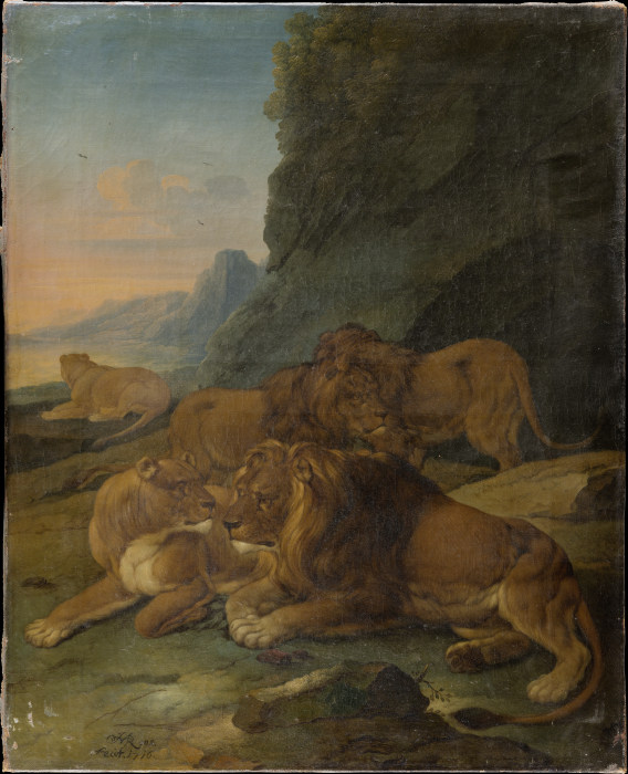 Landschaft mit Löwenfamilie von Johann Melchior Roos