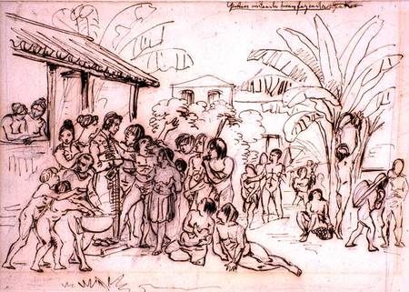 Indians visiting an estate, Brazil von Johann Moritz Rugendas