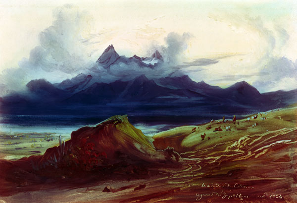Der See von Zapotlan und Nevado de Colima. von Johann Moritz Rugendas