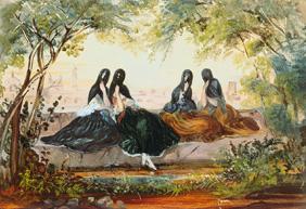Junge Mexikanerinnen mit Schleier um 1832