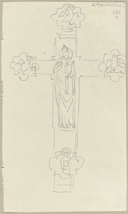 Rückseite eines metallenes Kreuz im Dom zu Ravenna von Johann Anton Ramboux