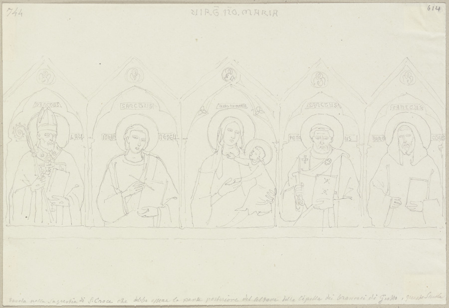 Tafel in der Sakristei von Santa Croce zu Florenz (?), möglicherweise die Rückwand des Altars in der von Johann Anton Ramboux
