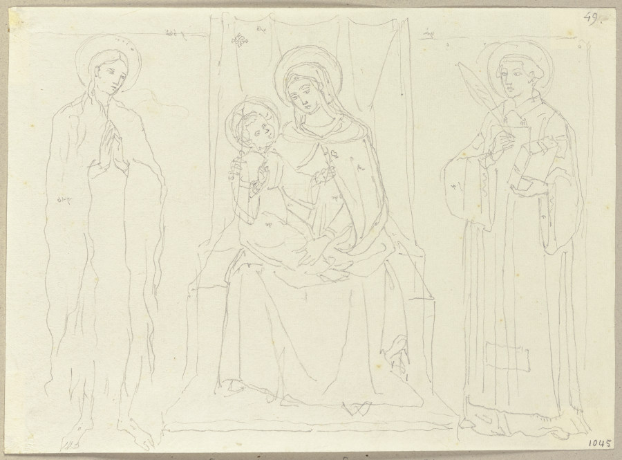 Thronende Madonna mit Kind, Maria Magalena und einem Heiligen alla Compagnia dei Cimatori della Lana von Johann Anton Ramboux