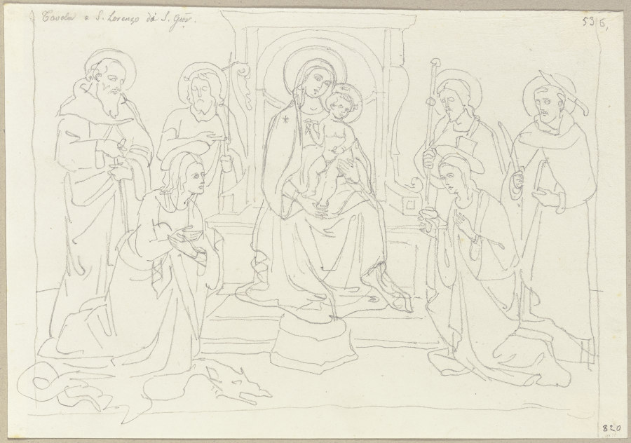 Thronende Madonna mit Kind, Petrus von Verona und anderen Heiligen in San Lorenzo zu San Giovanni Va von Johann Anton Ramboux