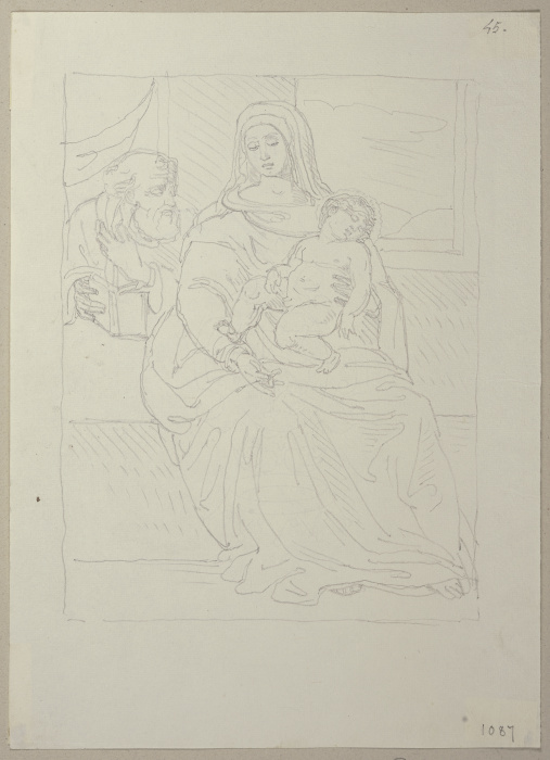 Thronende Maria mit dem Jesuskind, nach einem Gemälde in der Art des Sassoferrato in Privatbesitz in von Johann Anton Ramboux