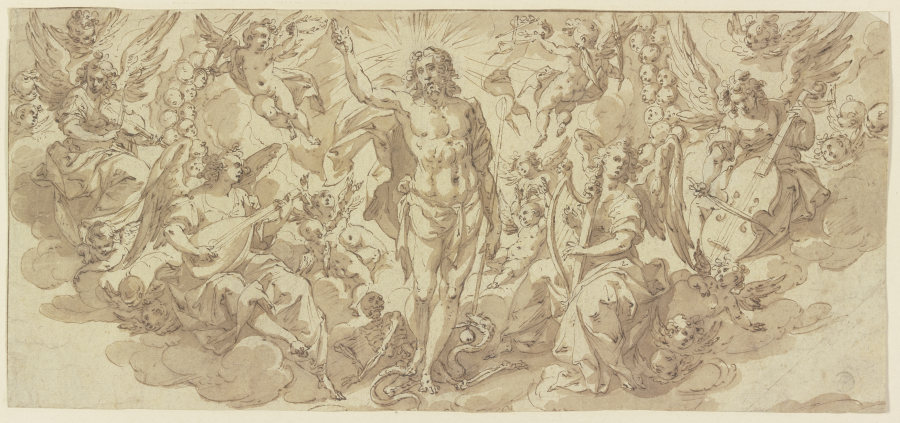 Triumphierender Christus von musizierenden Engeln umgeben von Johann Rottenhammer