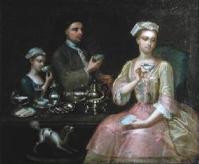 A Family of Three at Tea c.1727