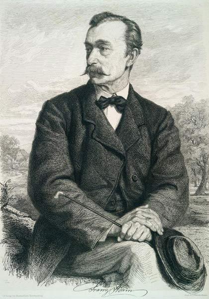 Adam, Franz Schlachten - und Pferdemaler, Porträt mit faksimiliertem Namenszug