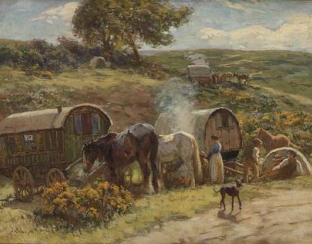 A Gypsy Encampment (board) von John Atkinson