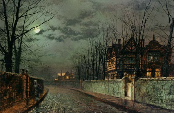 Old English House, Moonlight After Rain von John Atkinson Grimshaw