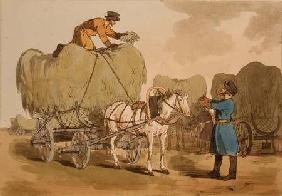 Hay Carts, plate 60 from Volume II of 'The Manners, Customs and Amusements of the Russians', etched pub. 1804