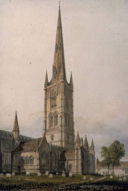 St. Walfram's Church, Grantham  on von John Chessell Buckler
