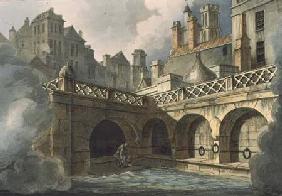 Inside of Queen's Bath, from 'Bath Illustrated by a Series of Views', engraved by John Hill (1770-18 1804