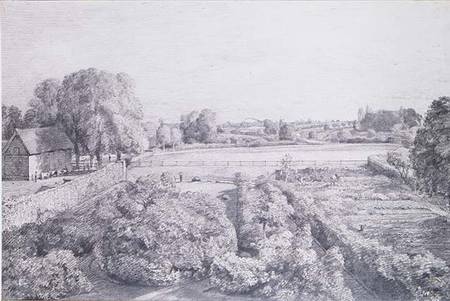View of East Bergholt over the kitchen garden of Golding, Constable's house von John Constable