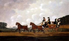 Messrs. Richard Costar and Christopher Ibberson's Ludlow to Worcester Mail Coach on the Road 1811