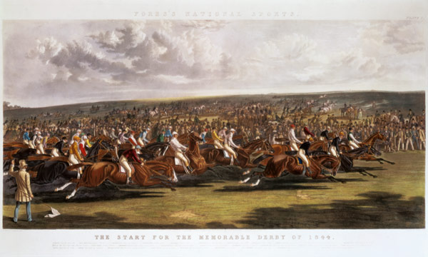 The Start of the Memorable Derby of 1844 engraved by Charles Hunt (1803-77) von John Frederick Herring d.Ä.