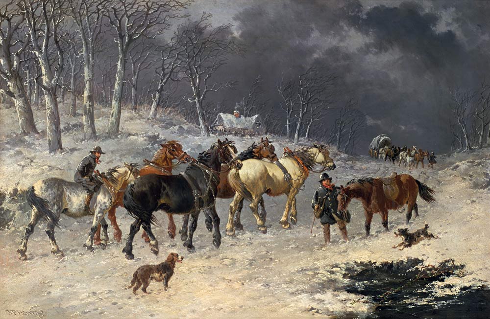 Horses in the snow von John Frederick Herring d.J.