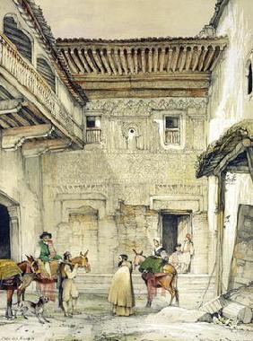 Court of the Mosque (Patio de la Mesquita), from 'Sketches and Drawings of the Alhambra', 1835 (lith 14th