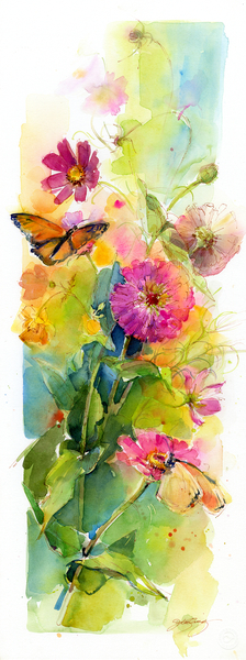 Zinnias and butterflies von John Keeling