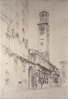 Piazza dei Signori, Verona (pencil & w/c on paper) 17th
