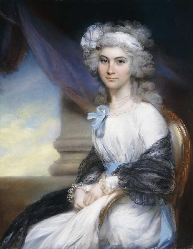 Miss Sophia Vansittart in einem weißen Kleid und einem weißen Haarband. von John Russell