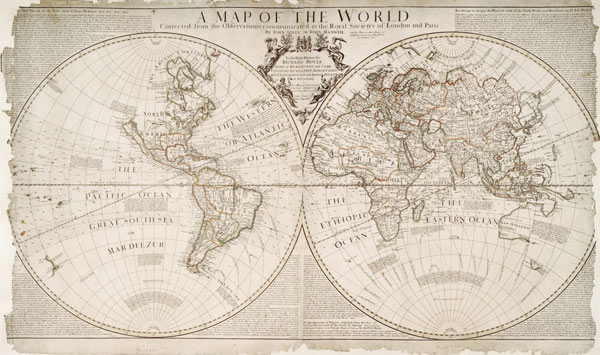 A Map of the World, Corrected from the Observations communicated to the Royal Societies of London an von John Senex