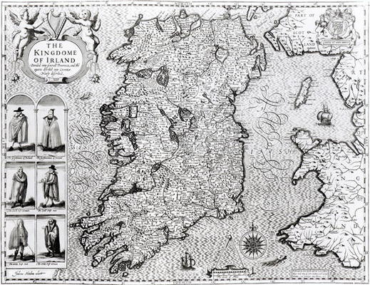 The Kingdom of Ireland, engraved by Jodocus Hondius (1563-1612), 'Theatre of the Empire of Great Bri von John Speed