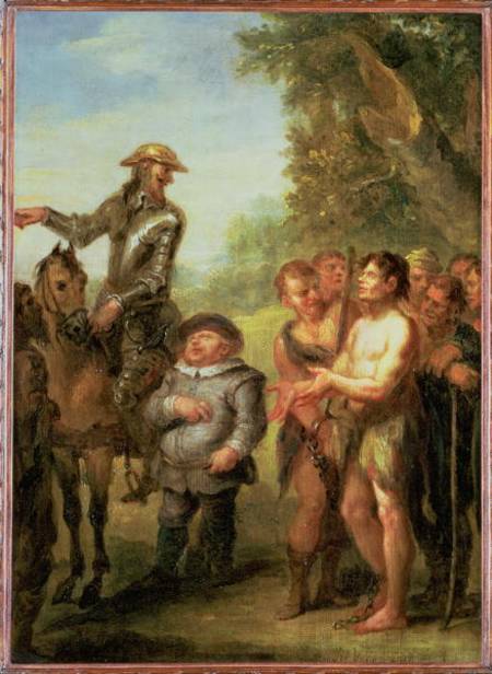 Don Quixote frees the galley slaves, from Cervantes' 'Don Quixote' von John Vanderbank