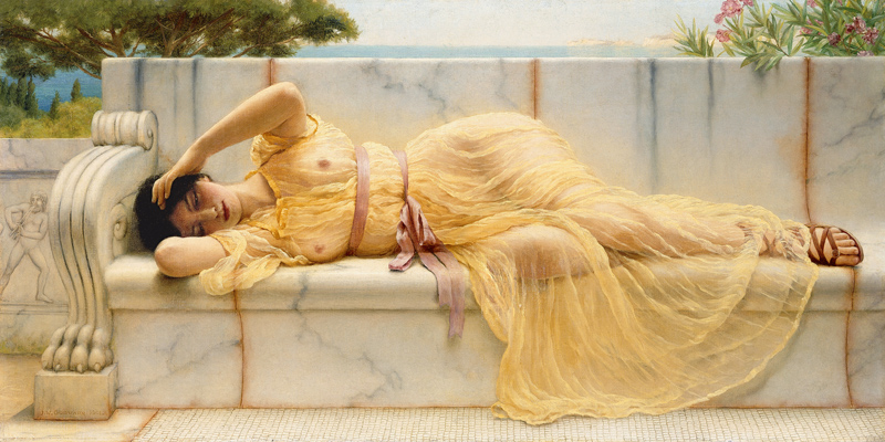 Mädchen in gelber Tunika von John William Godward