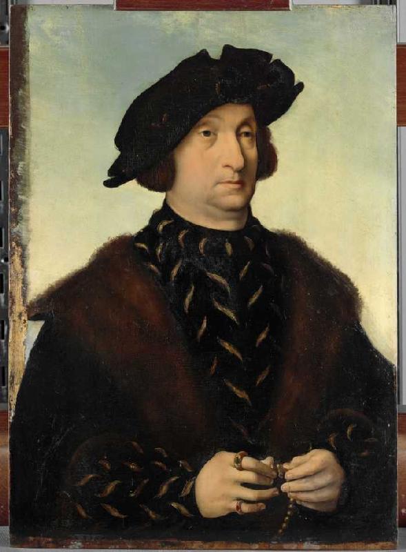 Bildnis eines Mannes mit Barett und Schaube von Joos van Cleve