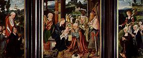 Flügelaltar Anbetung der Könige, und Hieronymus und Katharina mit Stiftern von Joos van Cleve