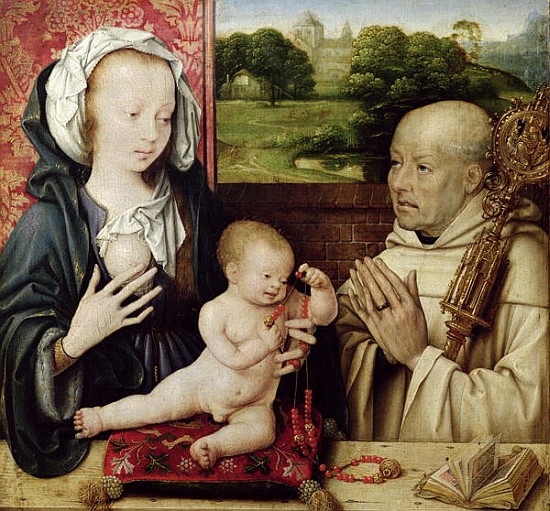 The Virgin and child worshipped by St.Bernard(detail of 15955) von Joos van Cleve
