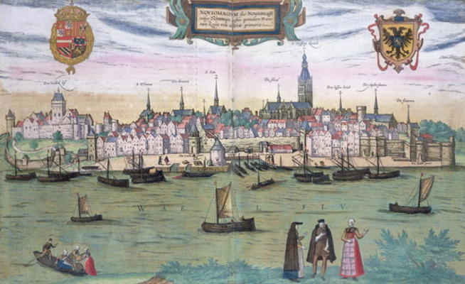 Map of Nijmegen, from 'Civitates Orbis Terrarum' by Georg Braun (1541-1622) and Frans Hogenburg (153 von Joris Hoefnagel