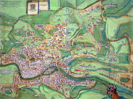 Map of Rome, from 'Civitates Orbis Terrarum' by Georg Braun (1541-1622) and Frans Hogenberg (1535-90 von Joris Hoefnagel