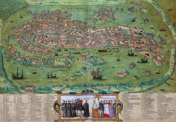 Map of Venice, from 'Civitates Orbis Terrarum' by Georg Braun (1541-1622) and Frans Hogenberg (1535- von Joris Hoefnagel
