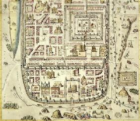Map of Jerusalem and the surrounding area, from 'Civitates Orbis Terrarum' by Georg Braum (1541-1622