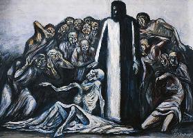 Die Auferweckung des Lazarus, 1943, von Jose Clemente Orozco (1883-1949), Mischtechnik auf Leinwand.
