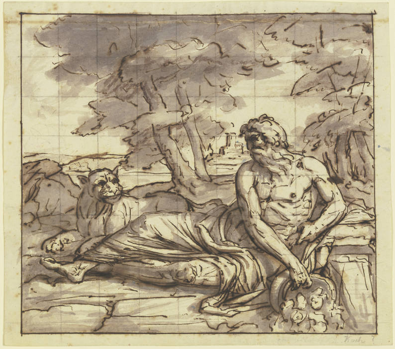 Flußgott Tiber mit Löwin, an der Quelle ruhend von Joseph Anton Koch