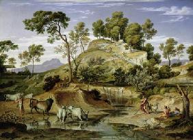 Landscape with Shepherds and Cows and at the Spring 1832-34