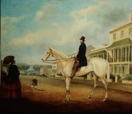 Rider on a white horse, probably in Macquarie Street North von Joseph Fowles