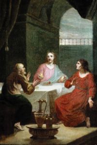 Christus in Emmaus, das Brot brechend. Entwurf für ein Altargemälde von Joseph Hauber