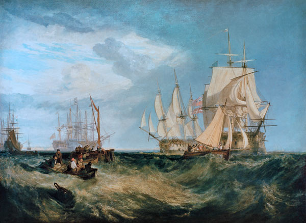 Die Bootsbesatzung holt einen Anker ein von William Turner