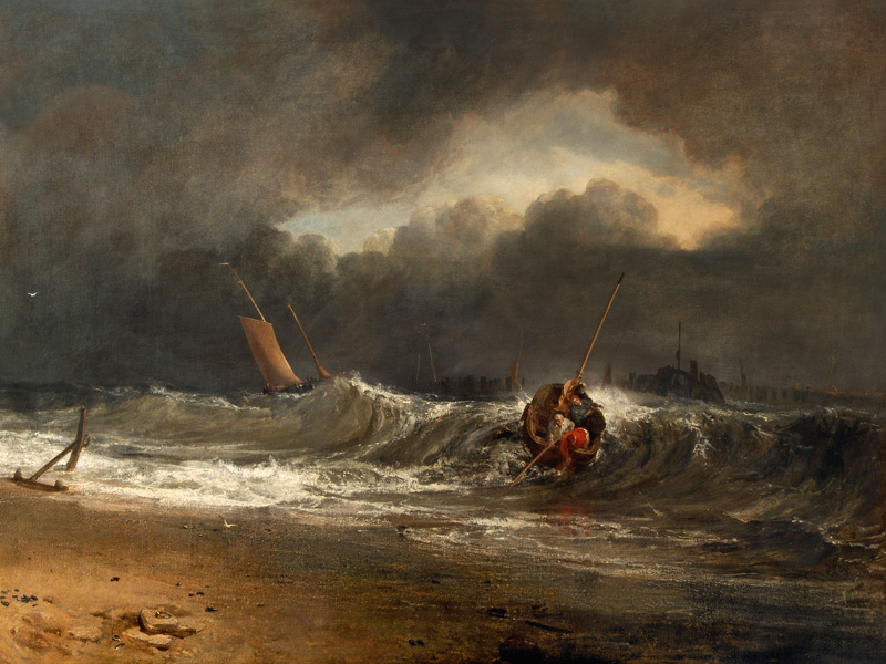 Fishermen upon a lee-shore in squally weather von William Turner
