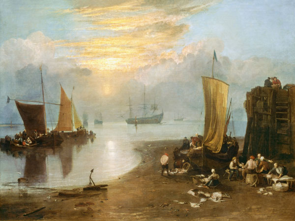 Sun Rising Through Vapour: Fishermen Cleaning and Selling Fish von William Turner