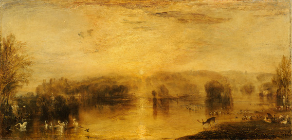 The Lake, Petworth: Sunset, a Stag Drinking von William Turner