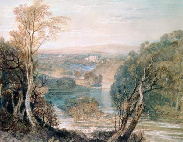The River Wharfe with a distant view of Barden Tower von William Turner